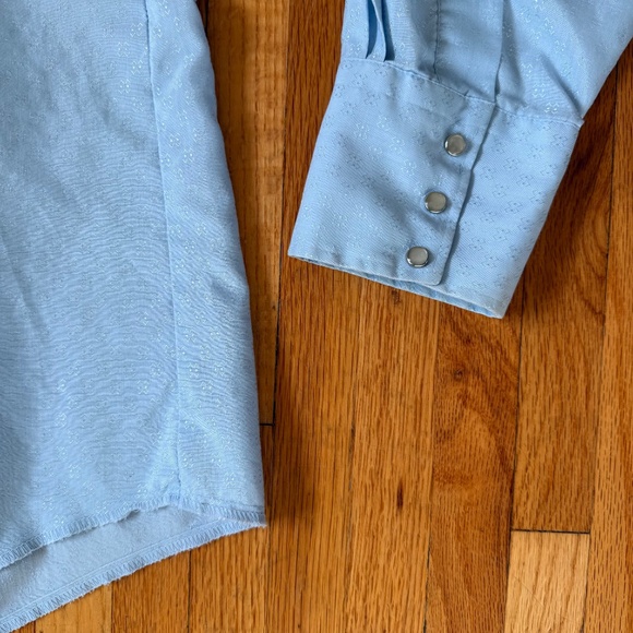 Retro Vintage Light Blue Western Snap Shirt - Picture 3 of 8